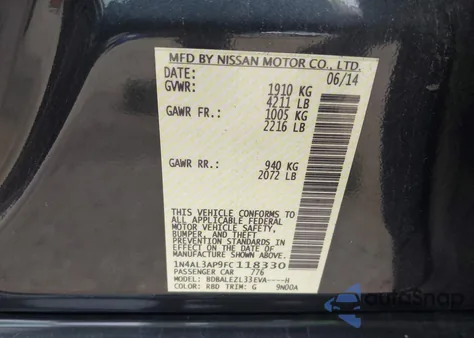 2015 Nissan Altima 2.5 S из США, поврежденный, VIN 1N4AL3AP9FC118330